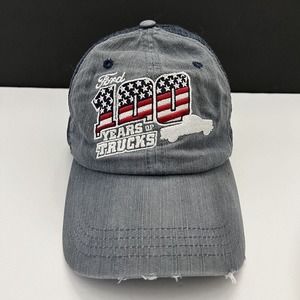 Ford 100 Years Of Trucks Embroidered Distressed Snapback Trucker Flag Anthem